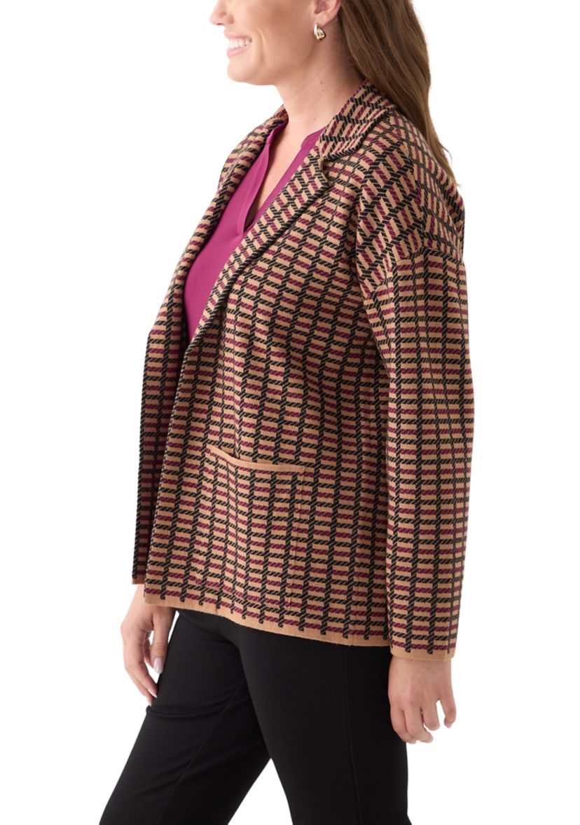 Petite Check Open Front Jacket