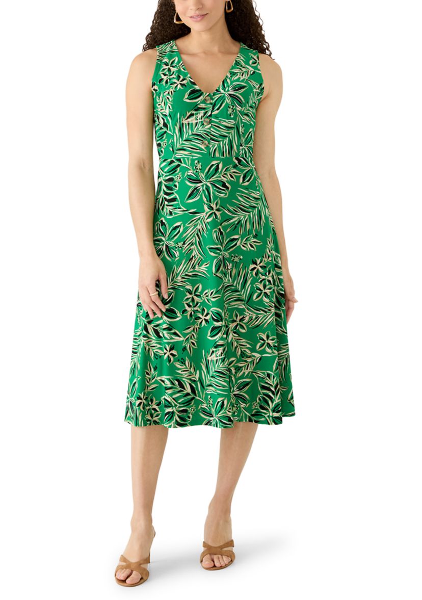 anne klein a-line dress Anne Klein Scooped Neck A LINE MIDI Dress W/Belt Cape Blue at Amazon  Women's Clothing store