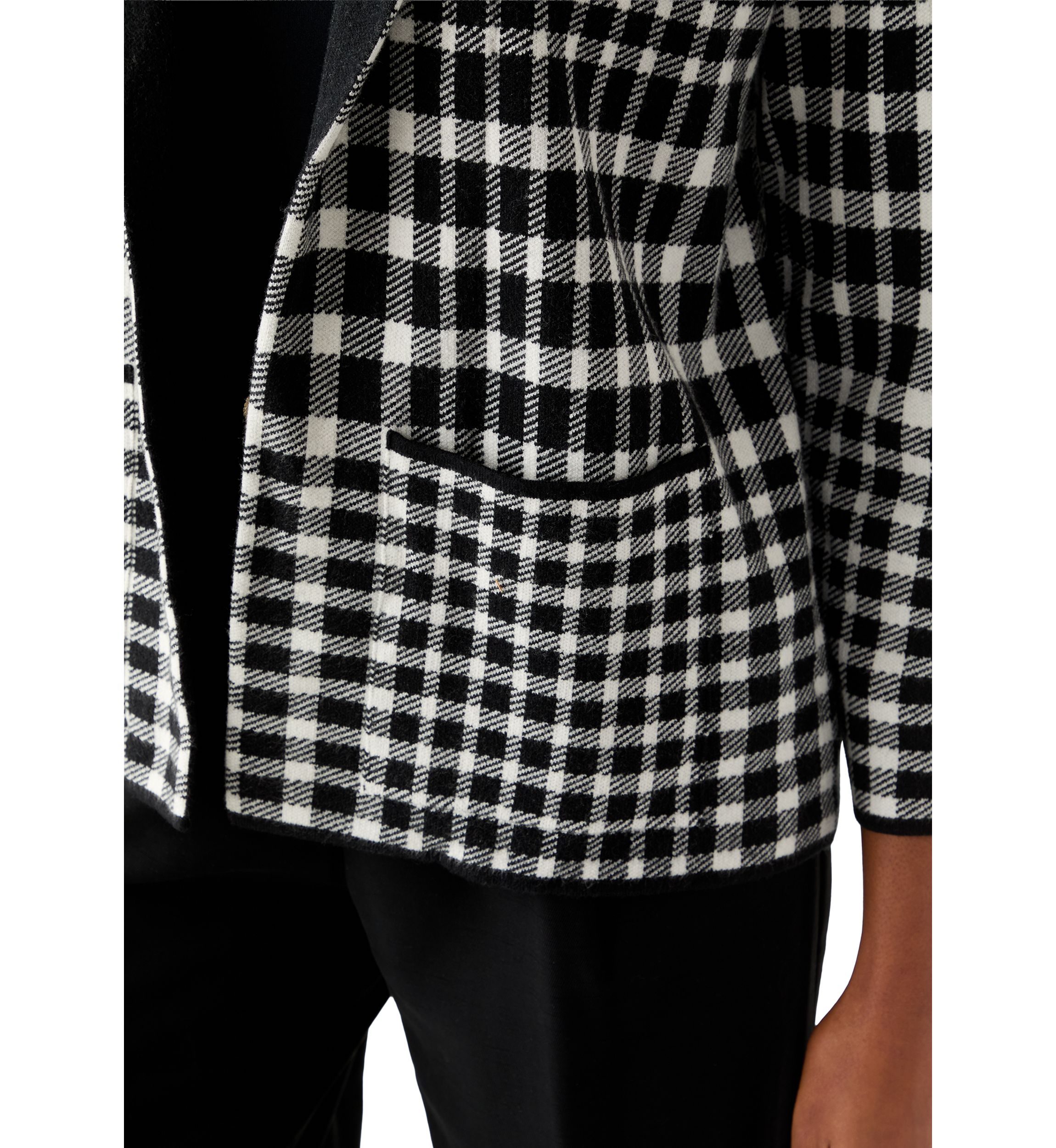 Petite Long Sleeve Notch Collar Plaid Blazer