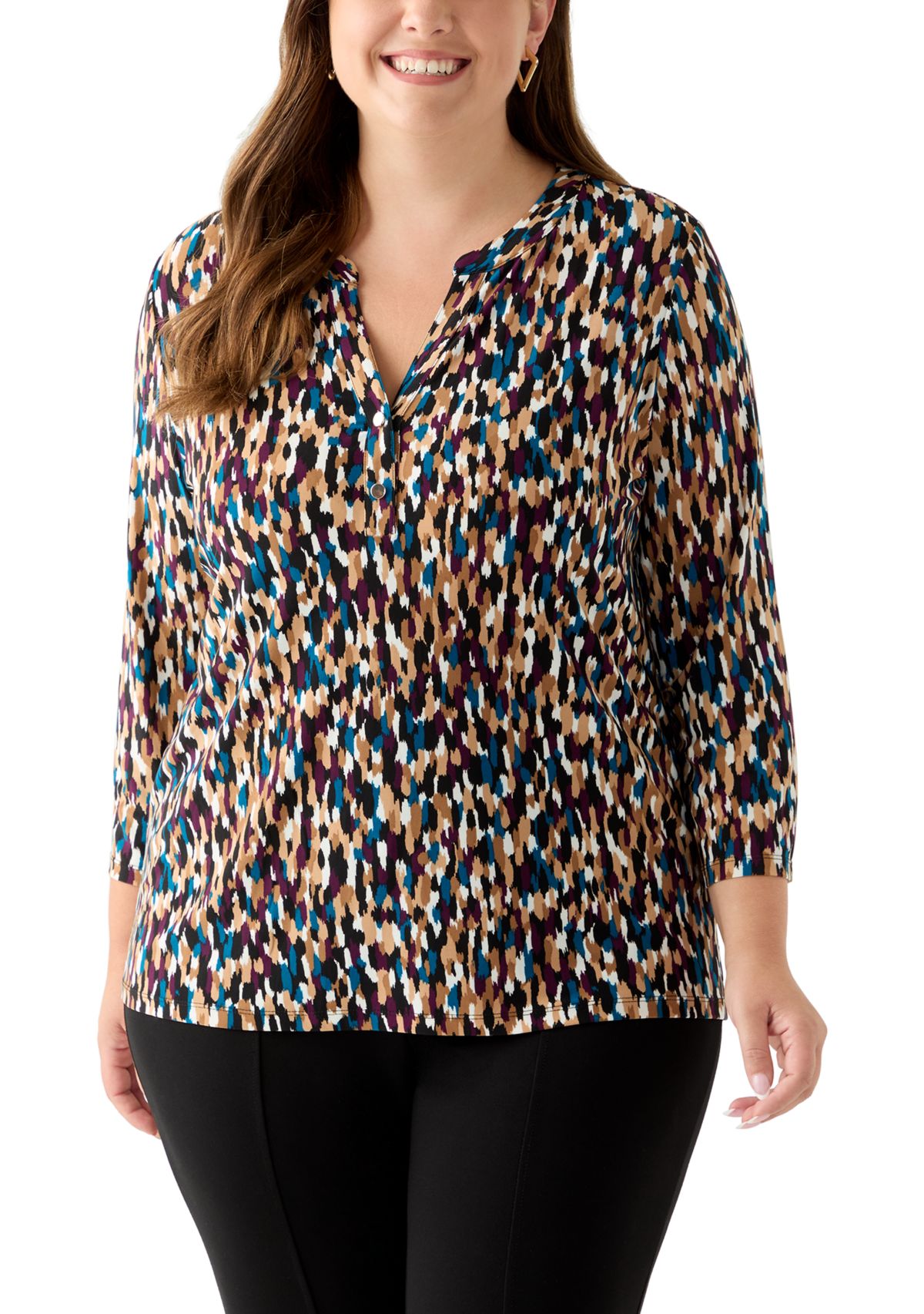 Plus Size Multi Print Top