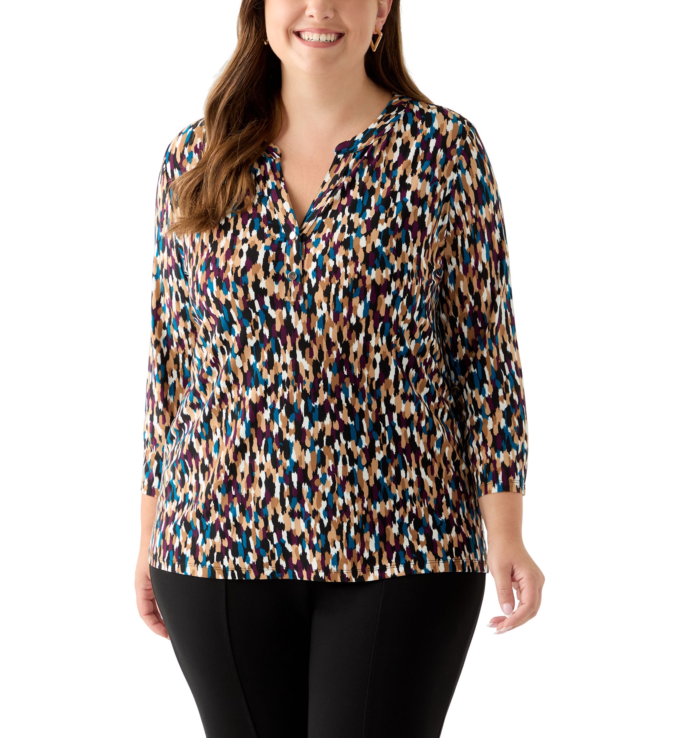 Plus Size Multi Print Top