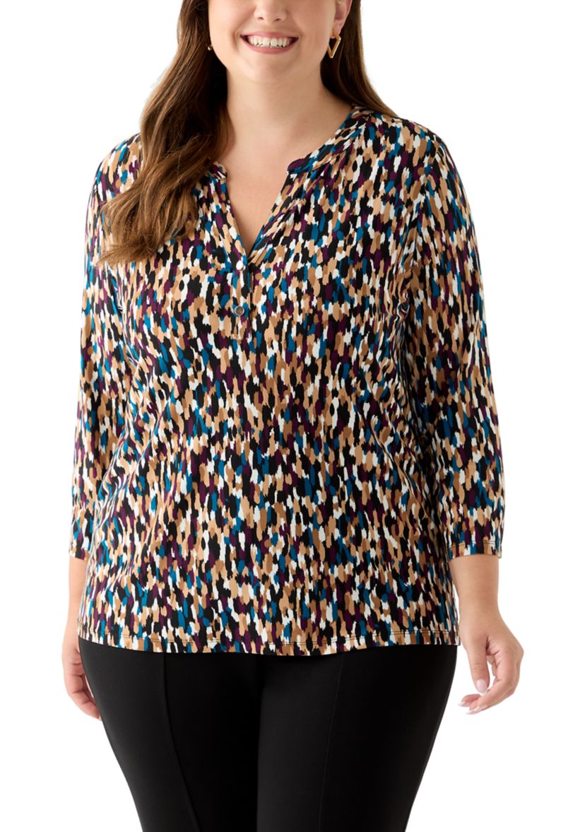 Plus Size Multi Print Top