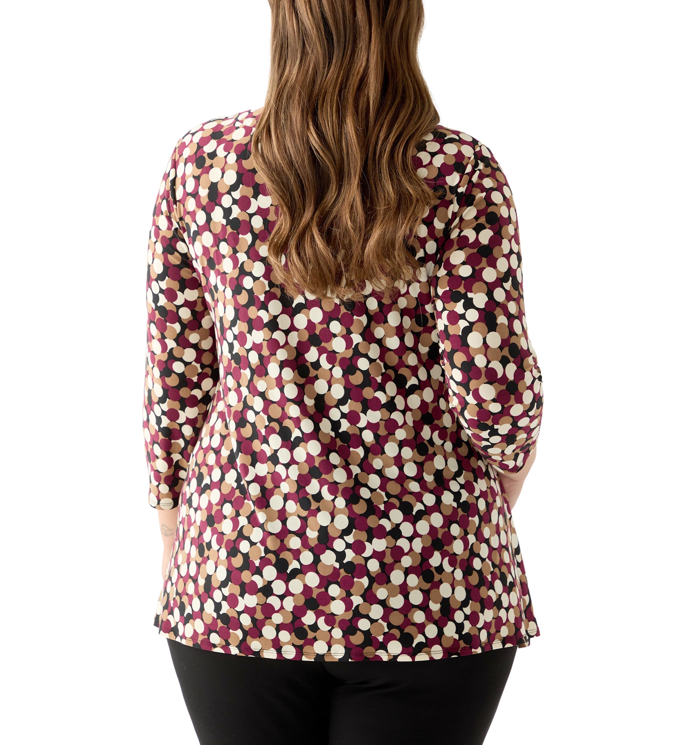 Plus Size 3/4 Drop Shoulder Printed Sharkbite Hem Tunic 