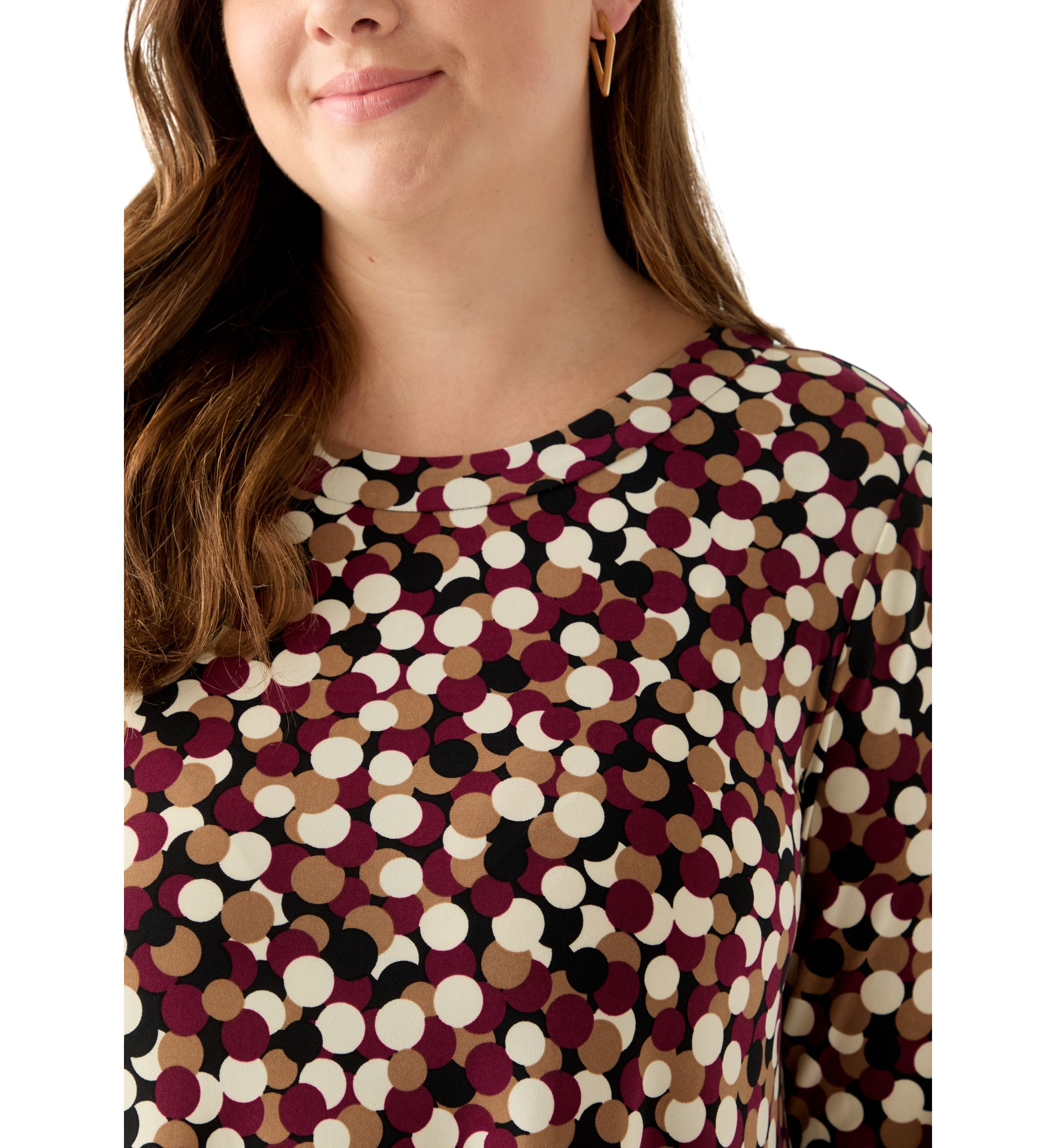 Plus Size 3/4 Drop Shoulder Printed Sharkbite Hem Tunic 