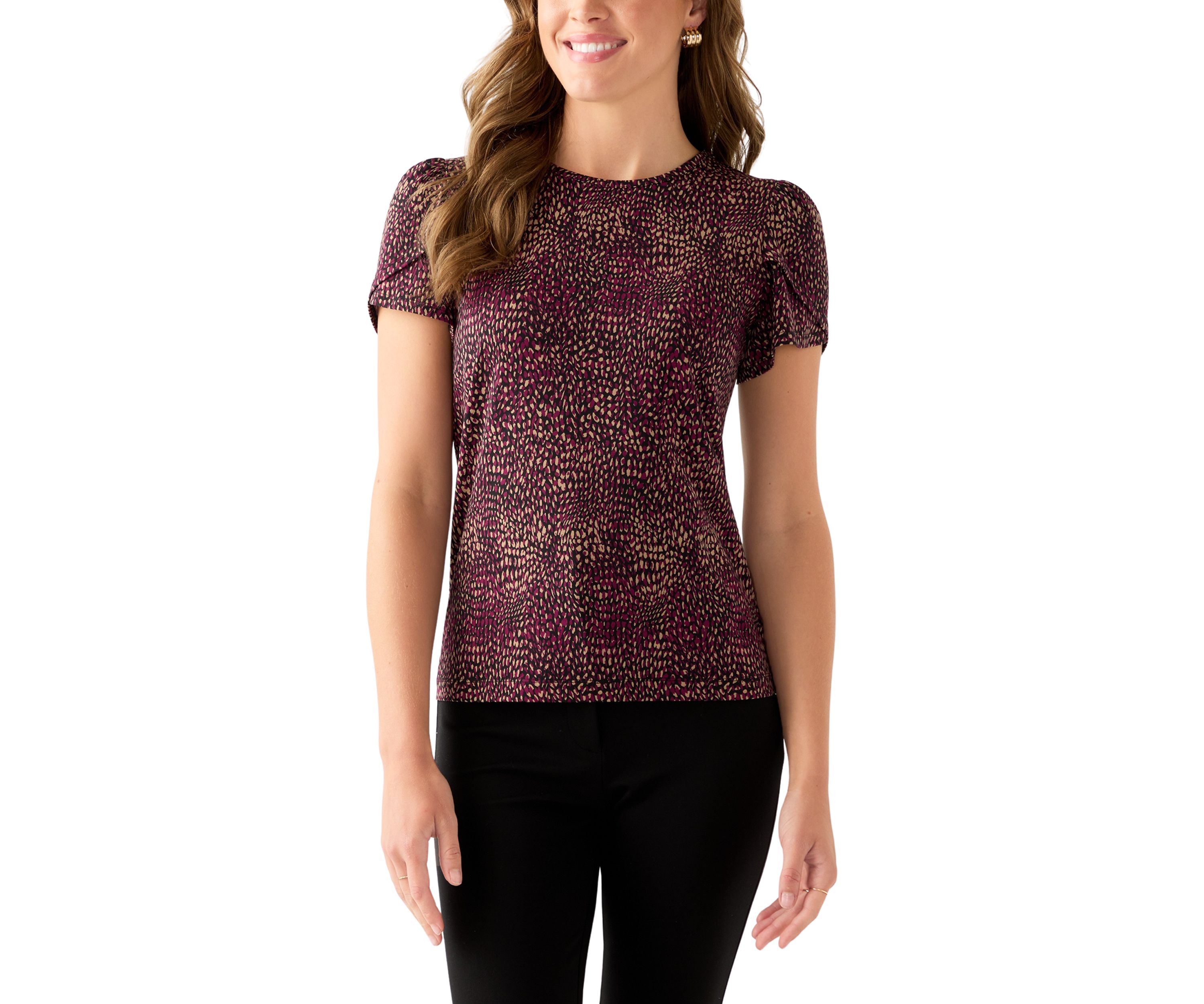 Womens Tulip Sleeve Printed Top 