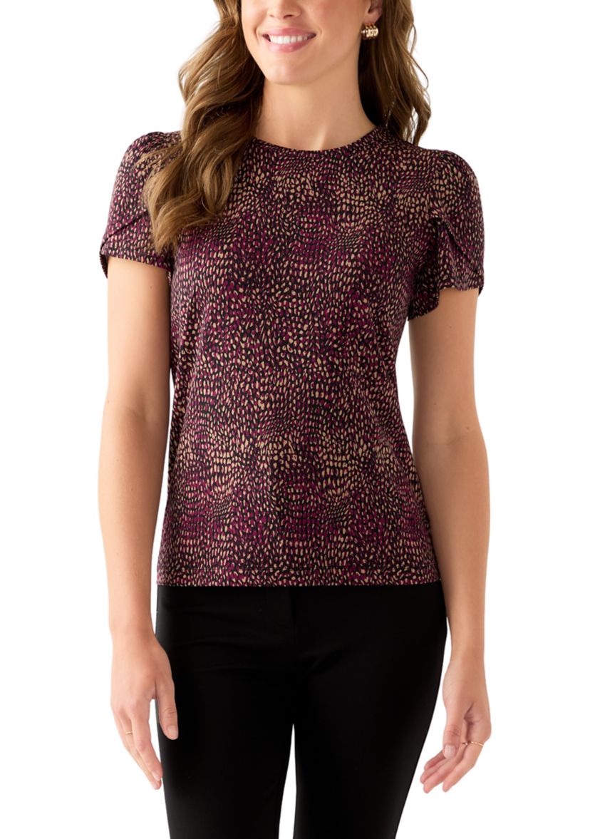 Womens Tulip Sleeve Printed Top 