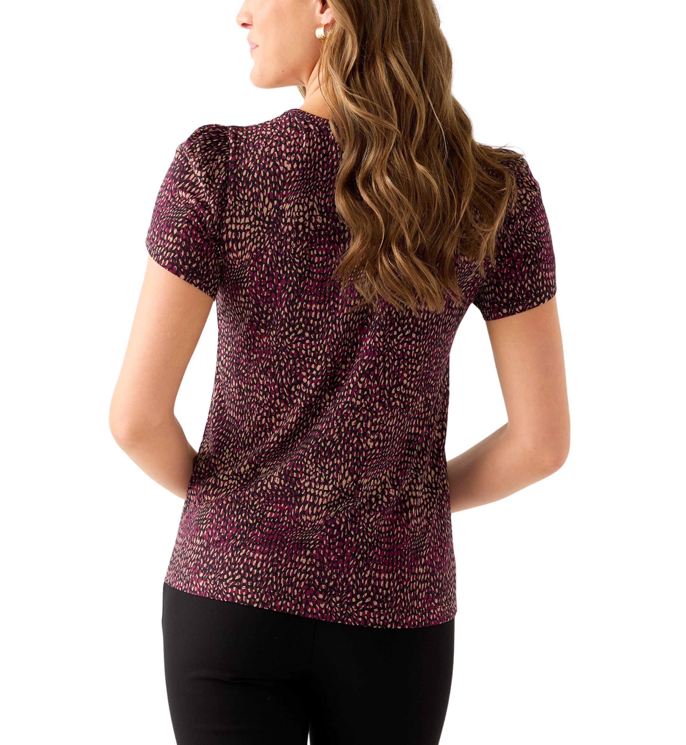 Womens Tulip Sleeve Printed Top 