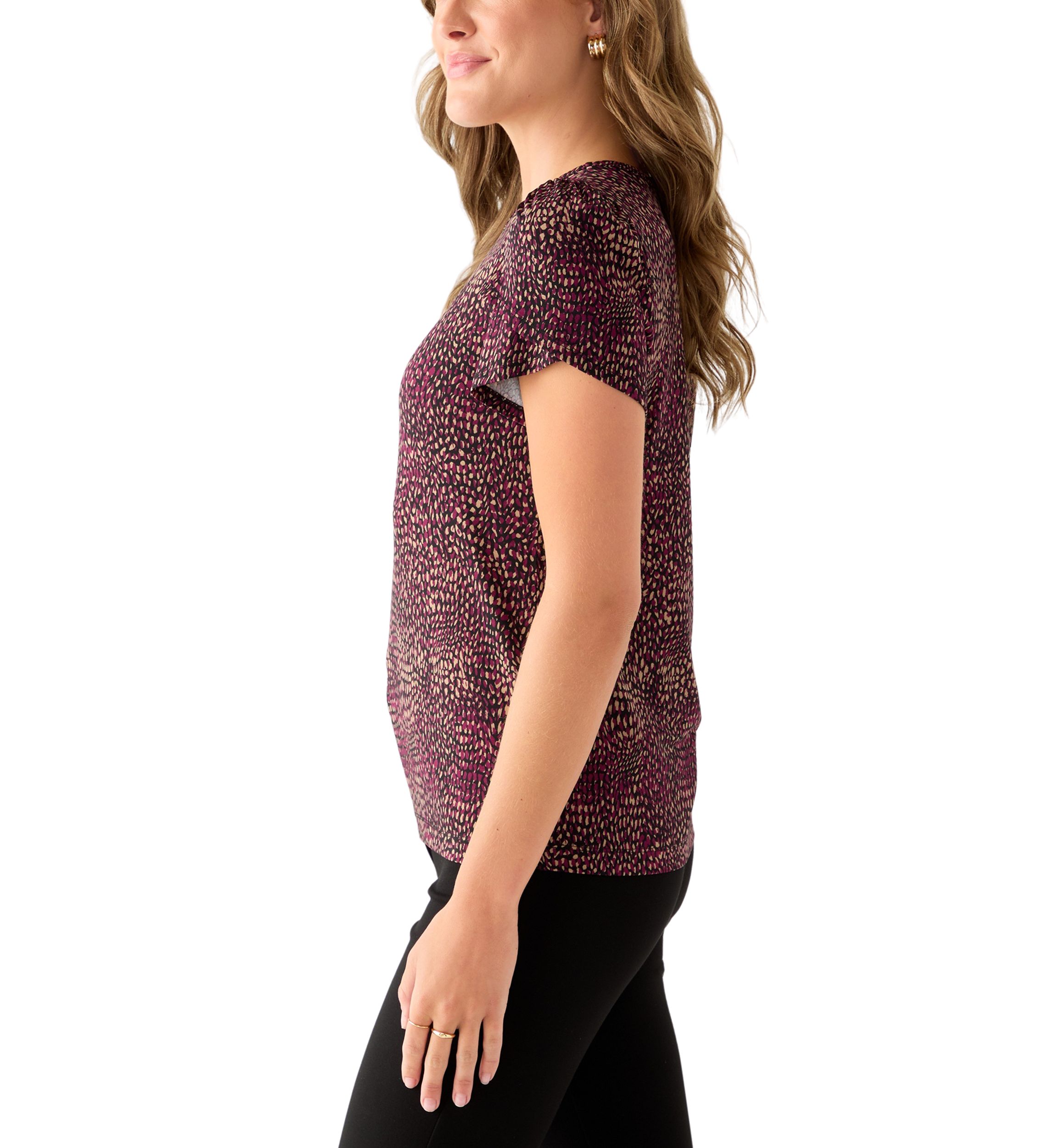 Womens Tulip Sleeve Printed Top 