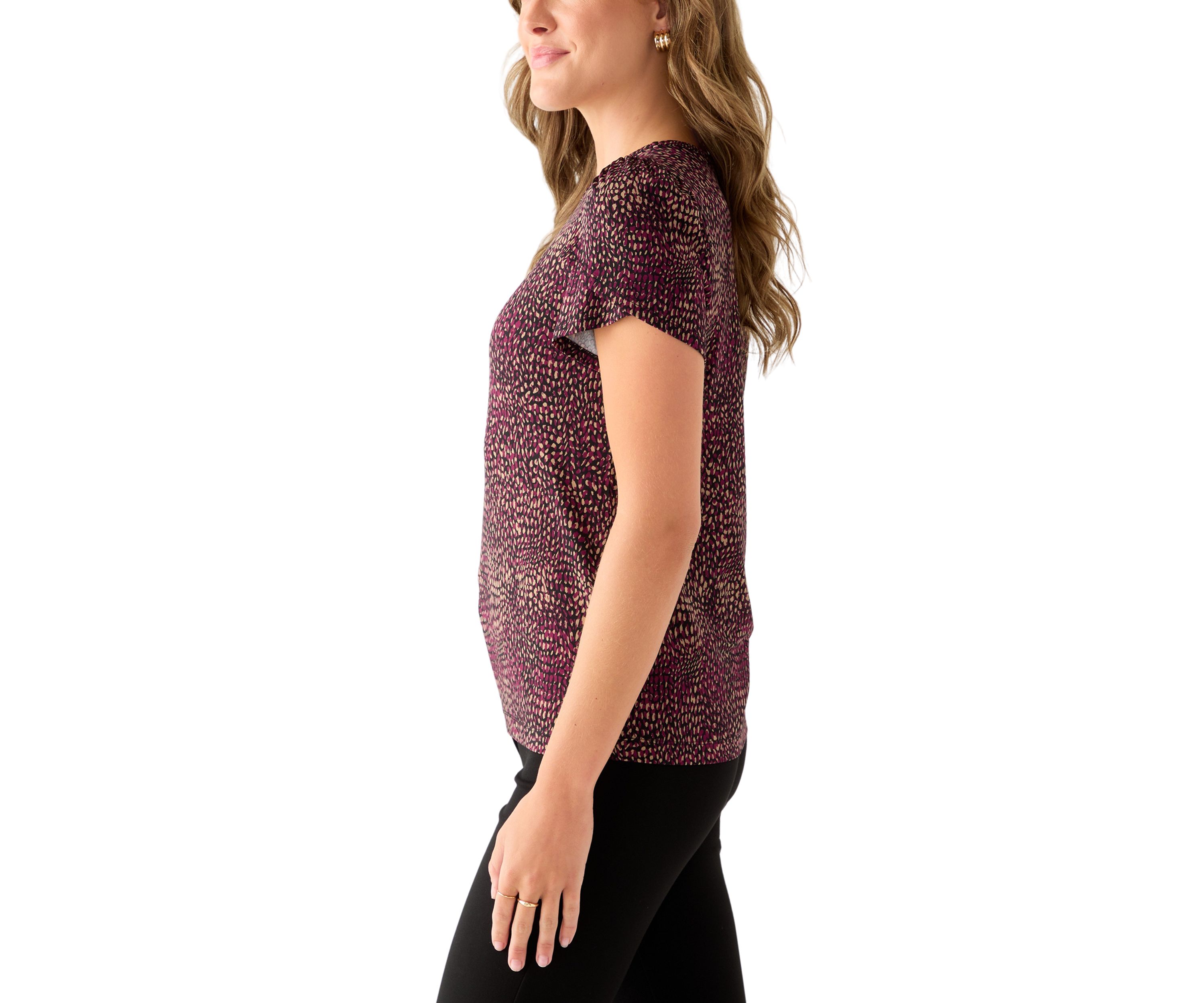 Womens Tulip Sleeve Printed Top 