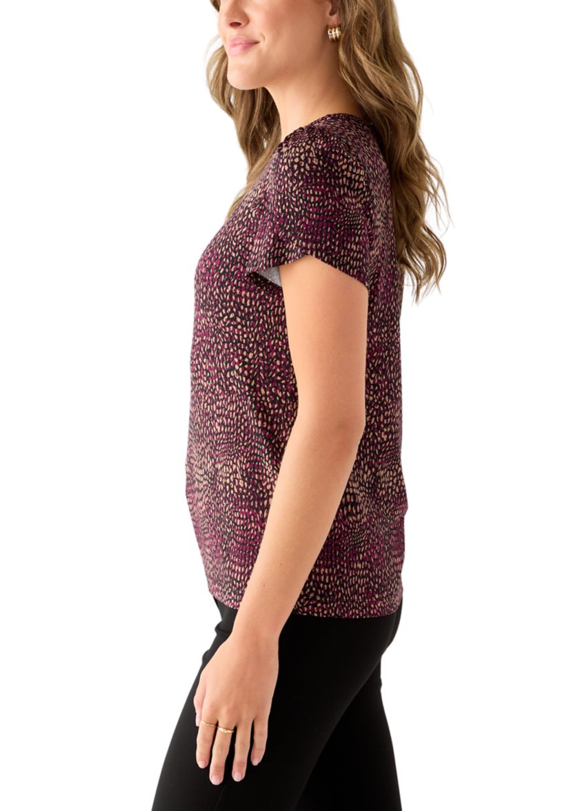 Womens Tulip Sleeve Printed Top 