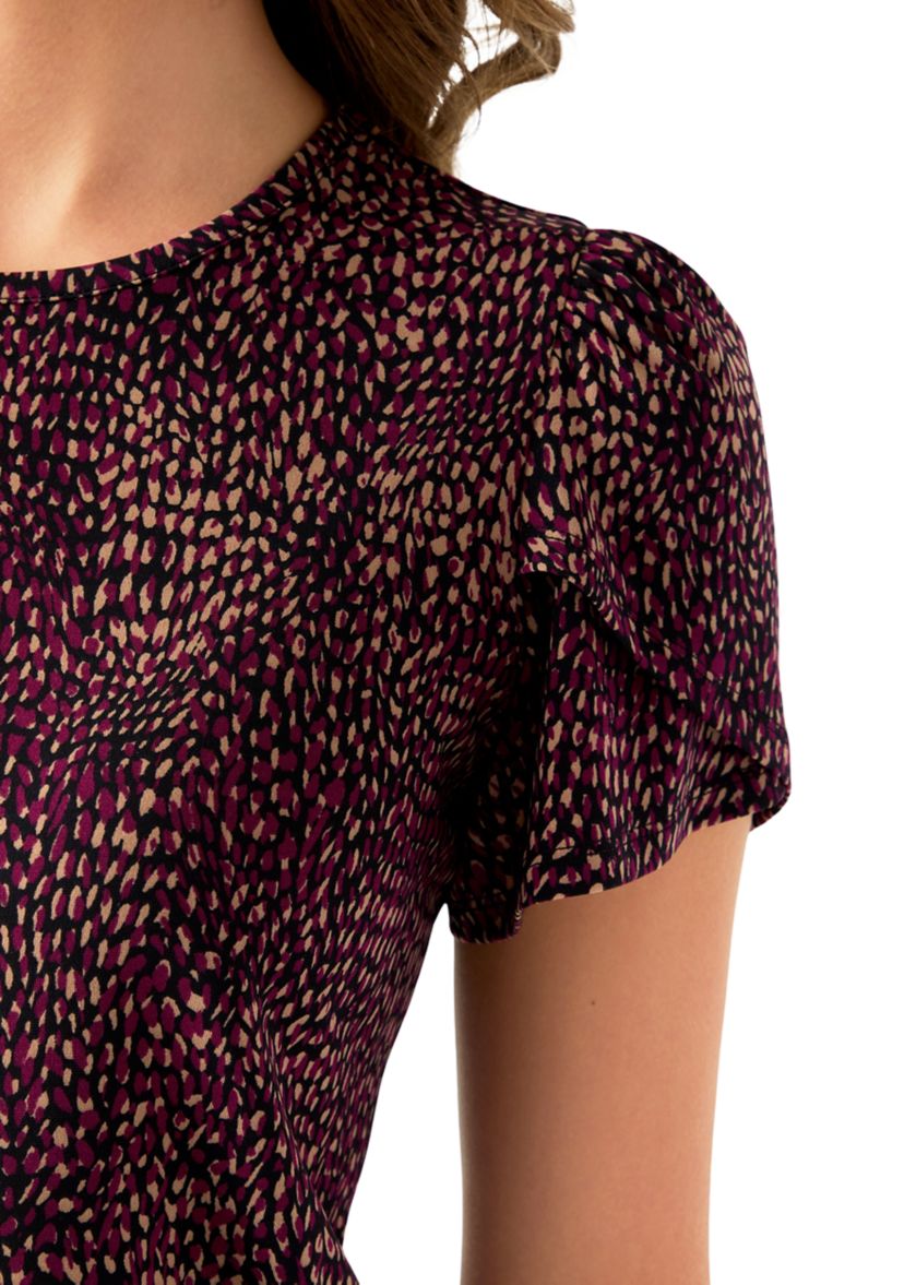 Womens Tulip Sleeve Printed Top 
