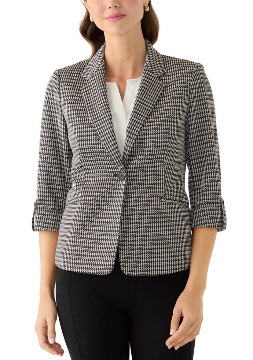 Petite Long Sleeve One Button Notch Collar Jacket