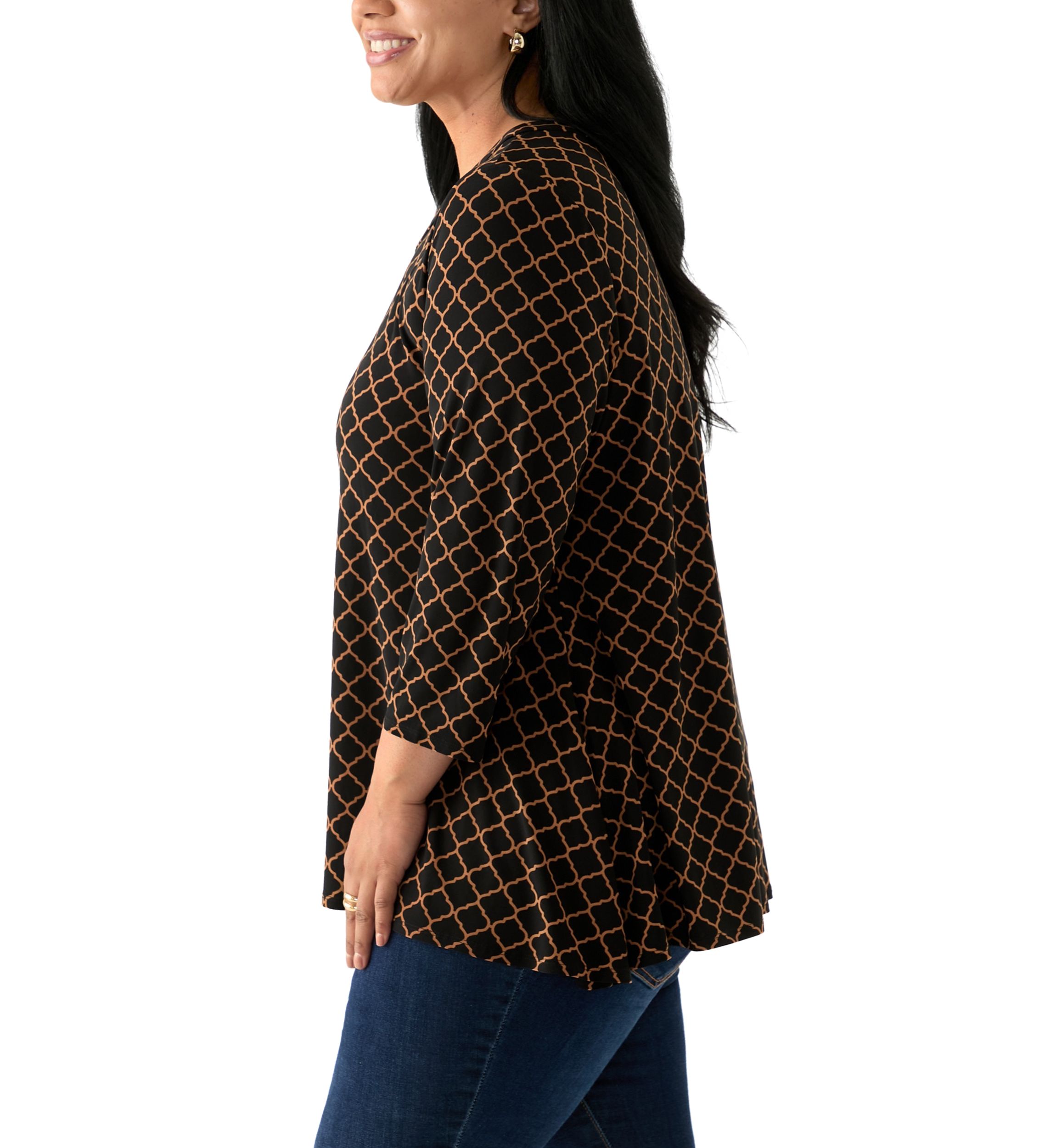 Plus Size 3/4 Sleeve Sharkbite Tunic T-Shirt