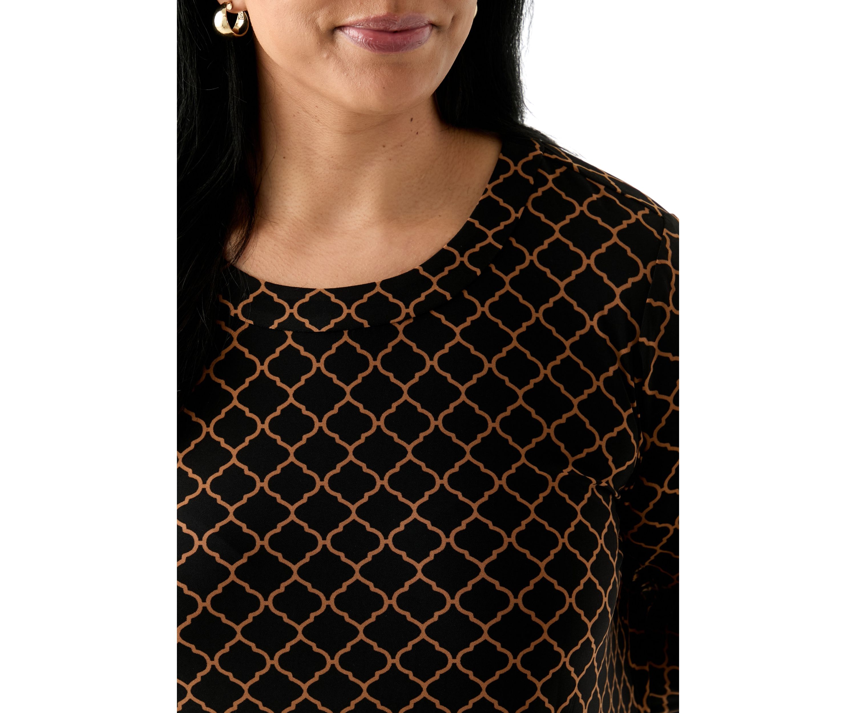 Plus Size 3/4 Sleeve Sharkbite Tunic T-Shirt