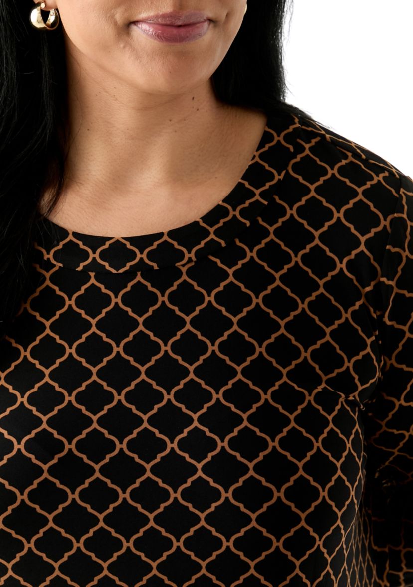Plus Size 3/4 Sleeve Sharkbite Tunic T-Shirt