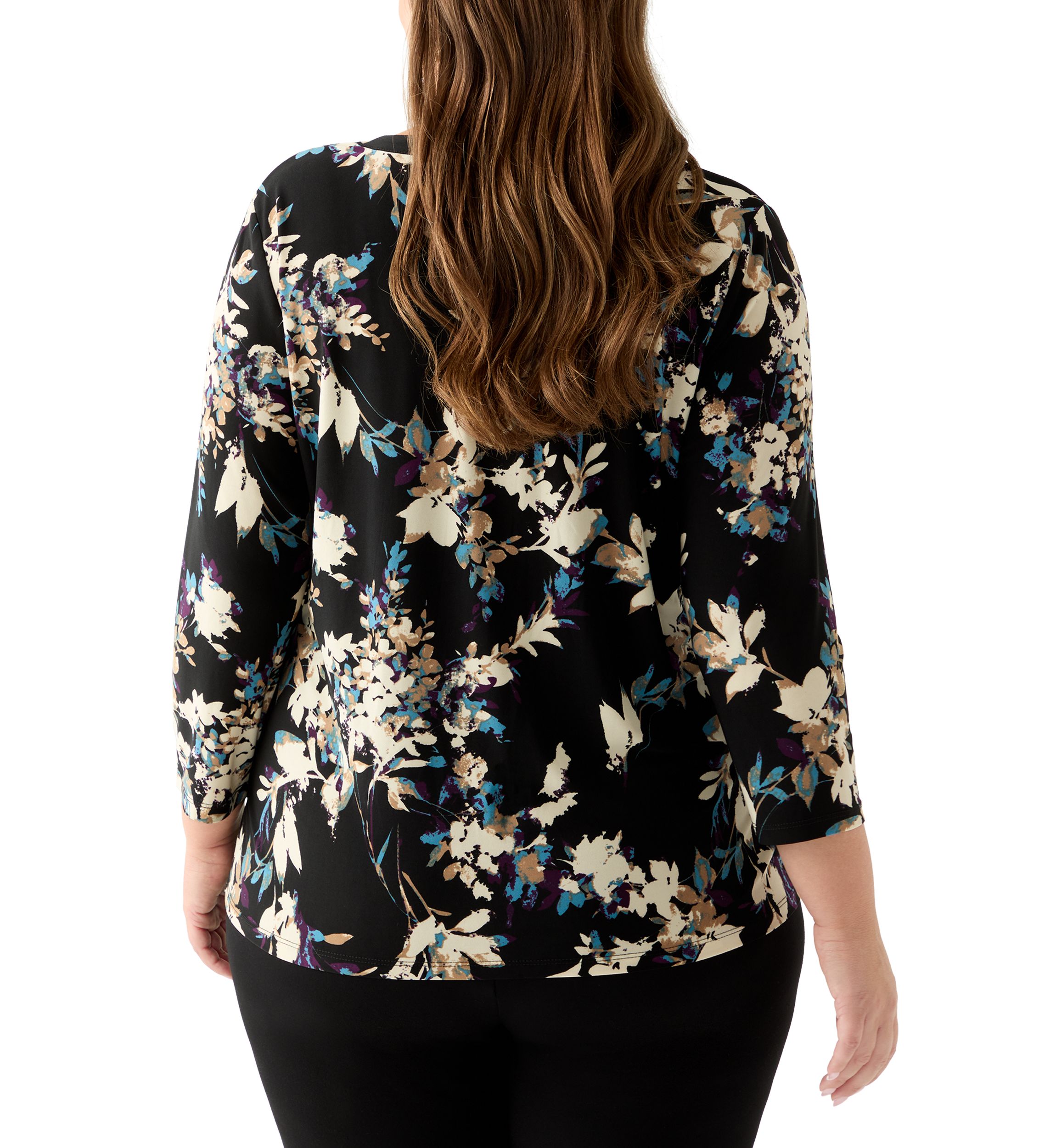 Plus Size 3/4 Knit Henley Top