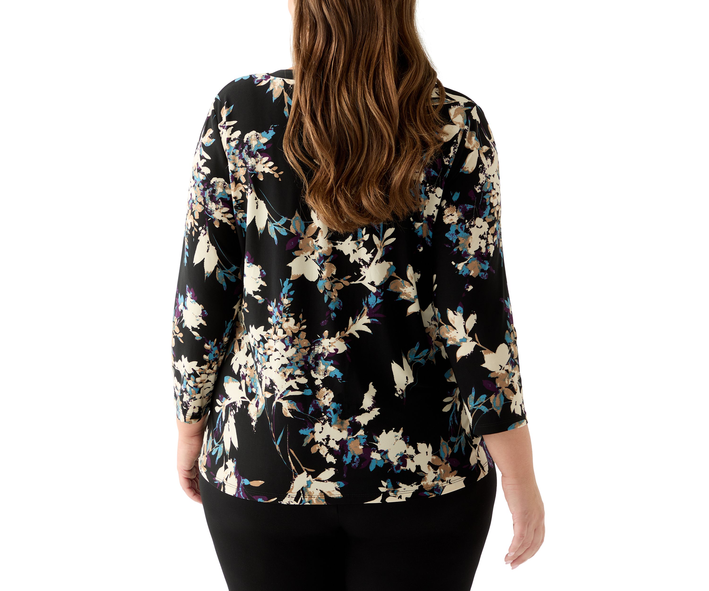 Plus Size 3/4 Knit Henley Top
