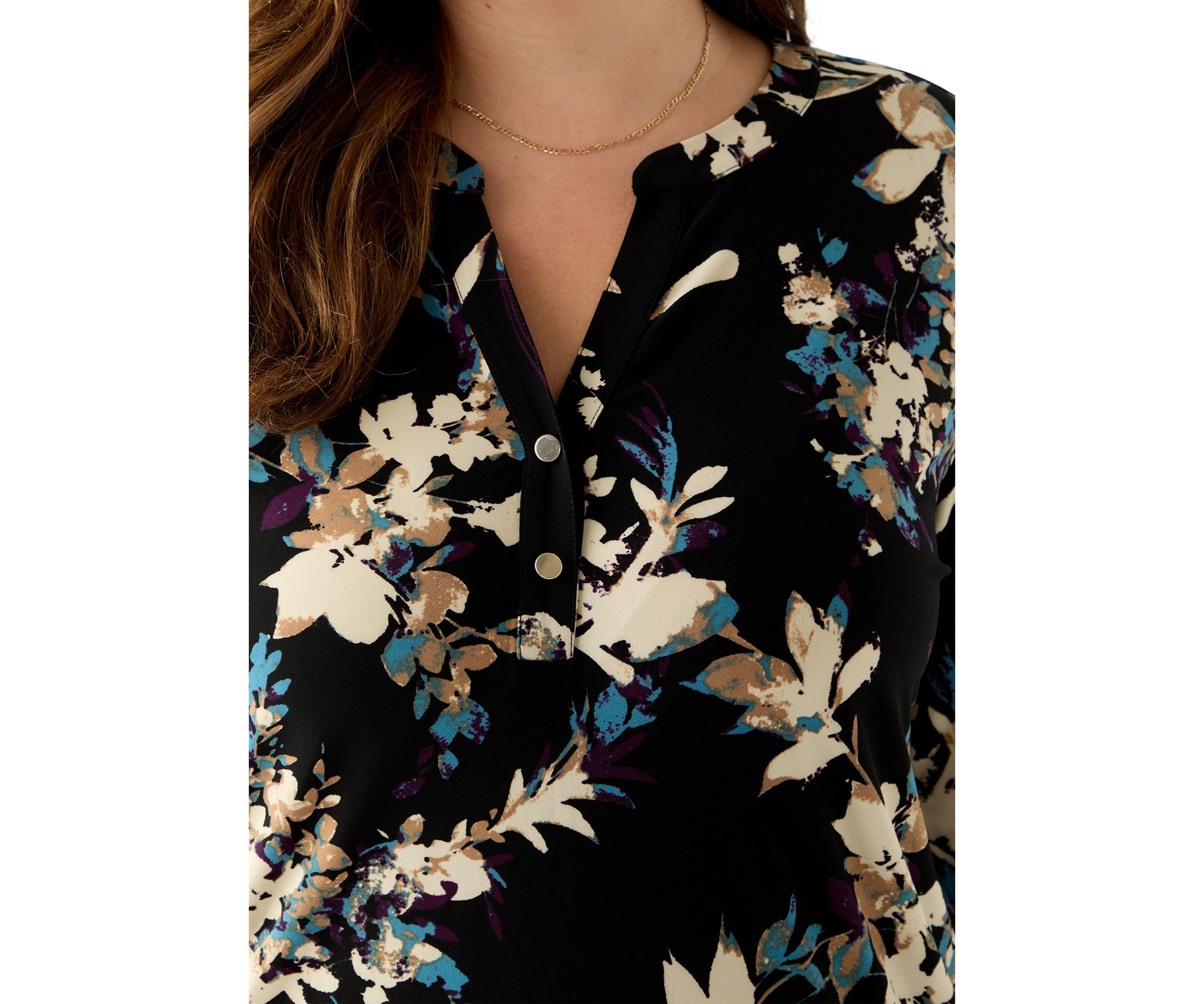 Plus Size 3/4 Knit Henley Top