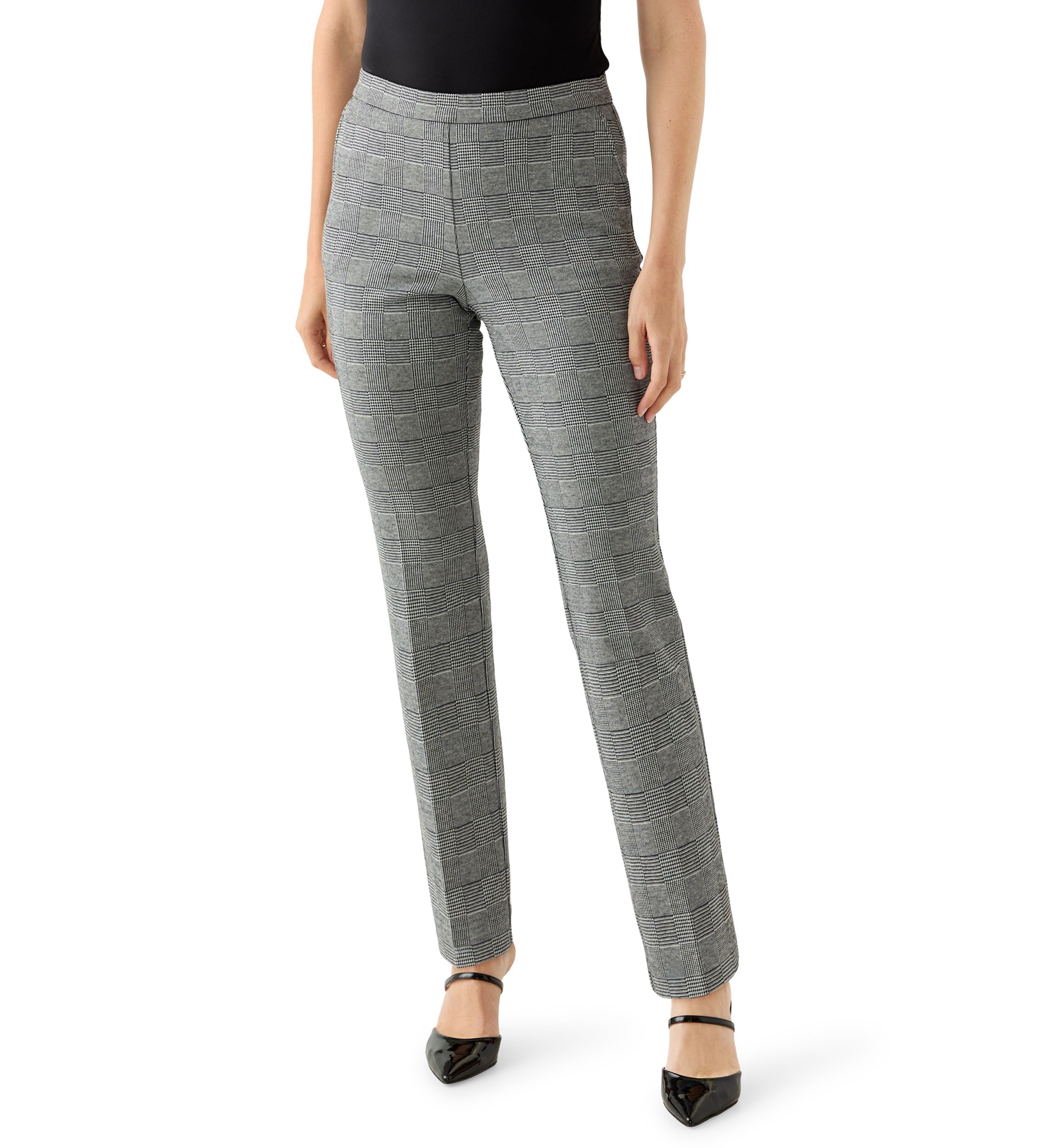 Womens Plaid Straight Ankle Pants