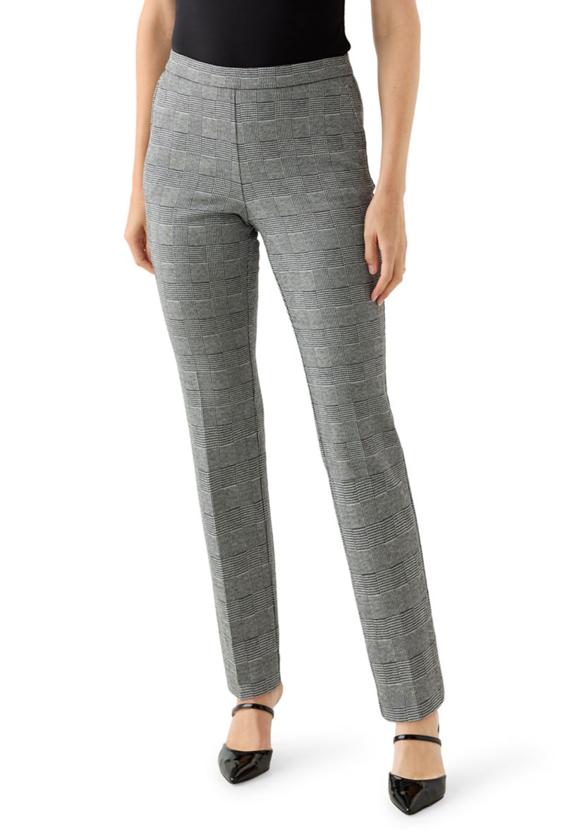 Womens Plaid Straight Ankle Pants