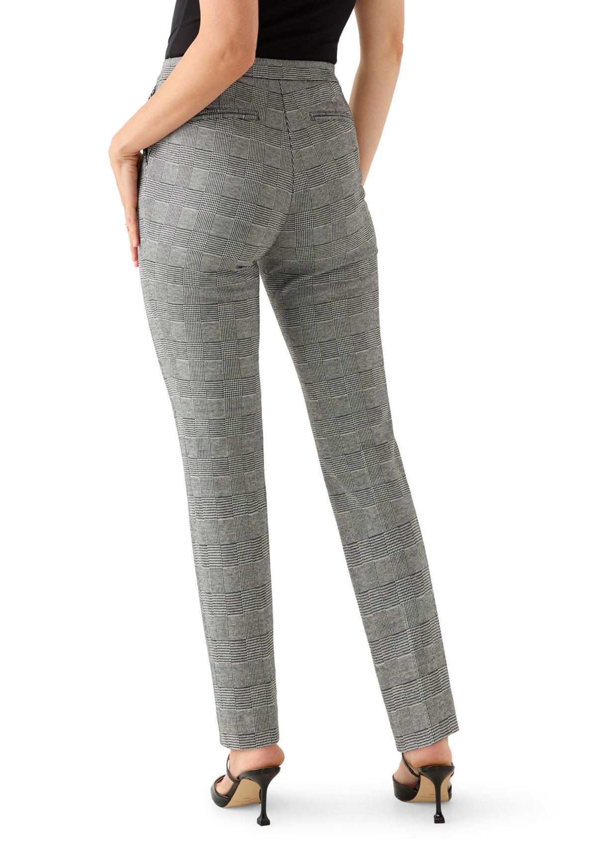 Womens Plaid Straight Ankle Pants