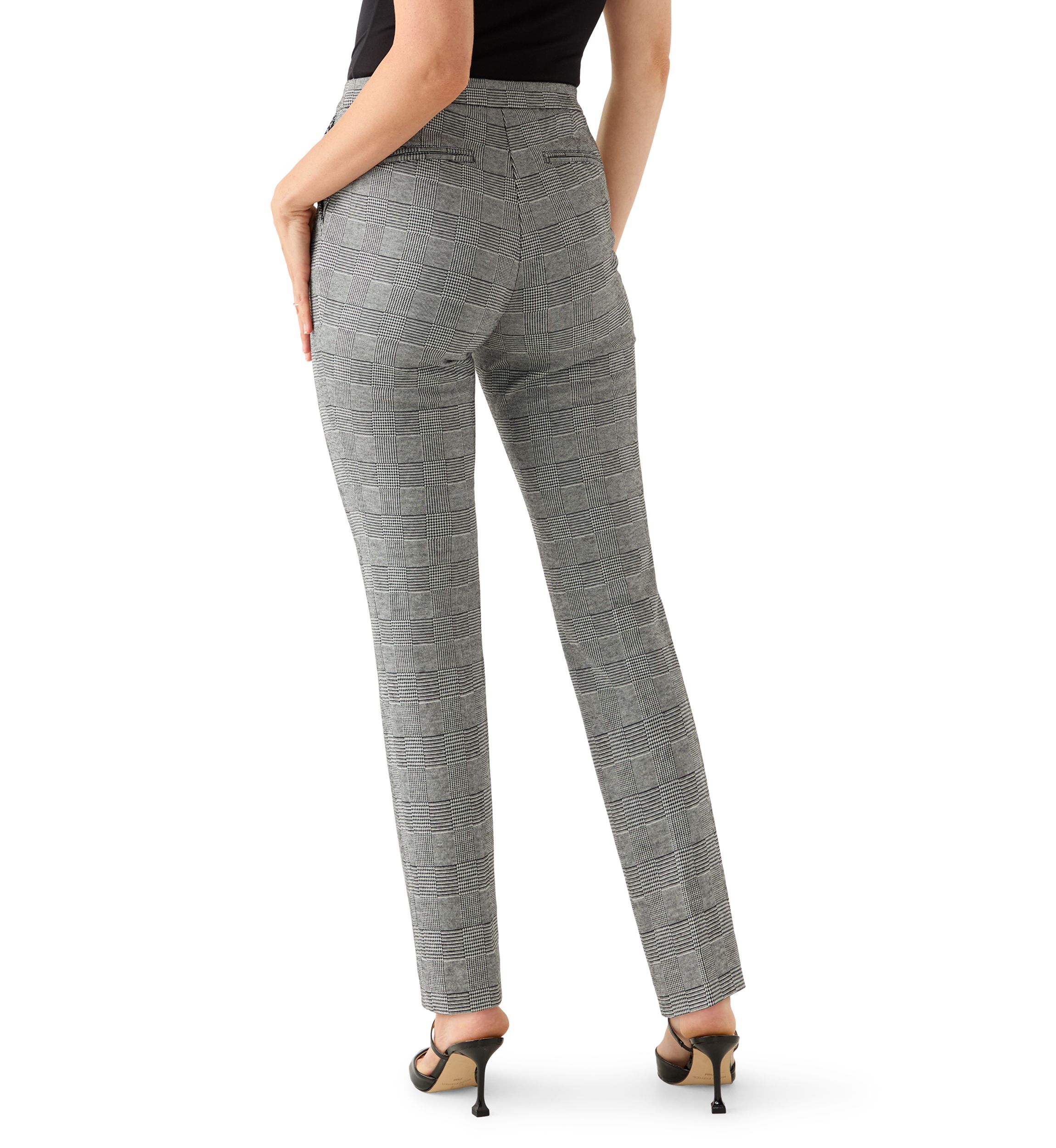 Womens Plaid Straight Ankle Pants