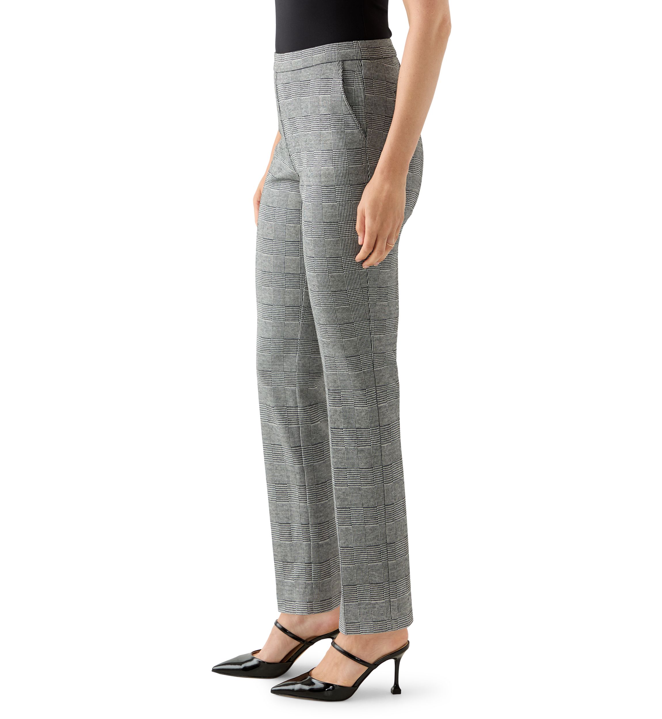 Womens Plaid Straight Ankle Pants