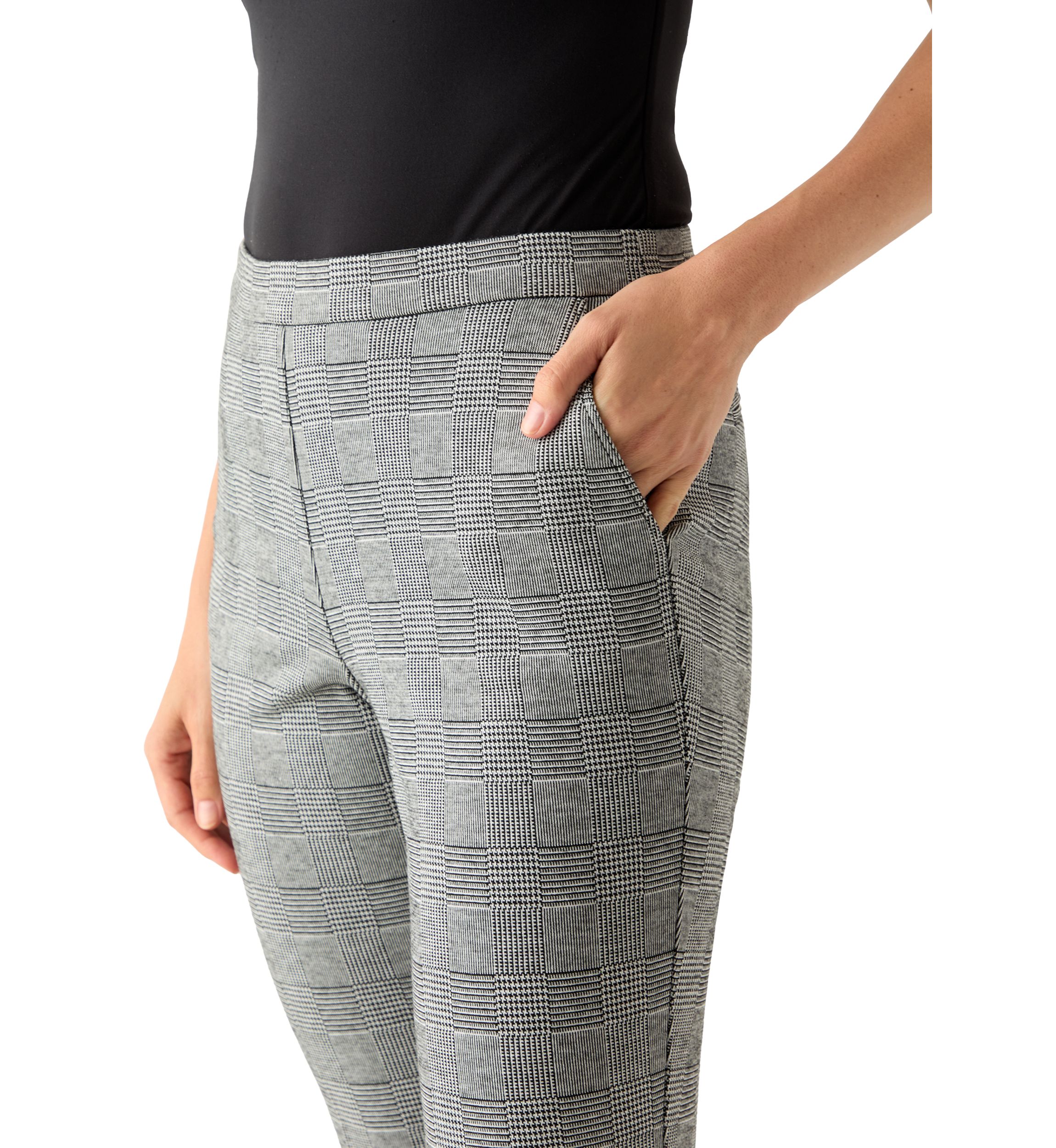 Womens Plaid Straight Ankle Pants
