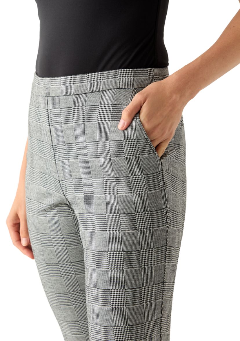 Womens Plaid Straight Ankle Pants