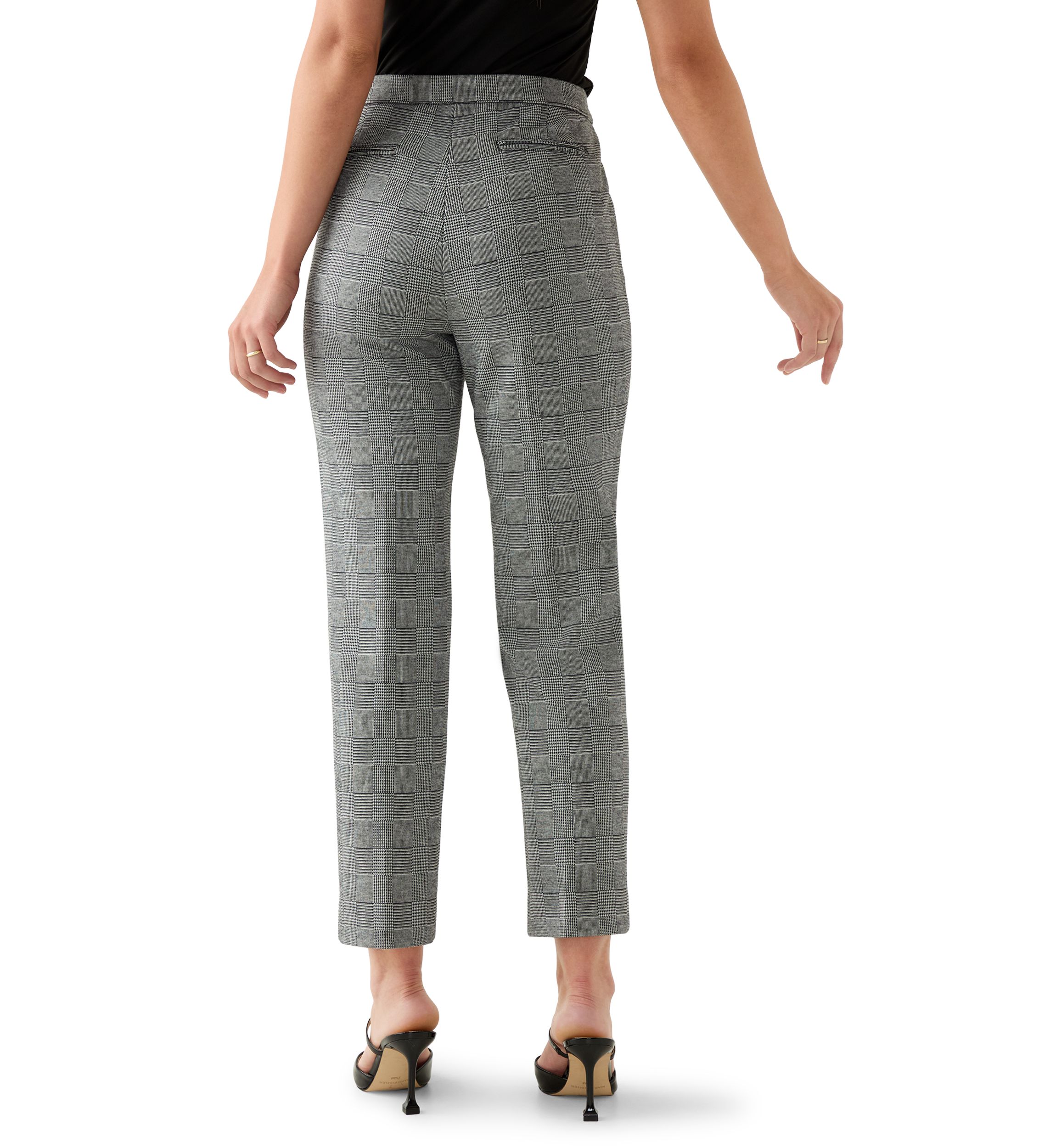Petite Plaid Straight Ankle Pants