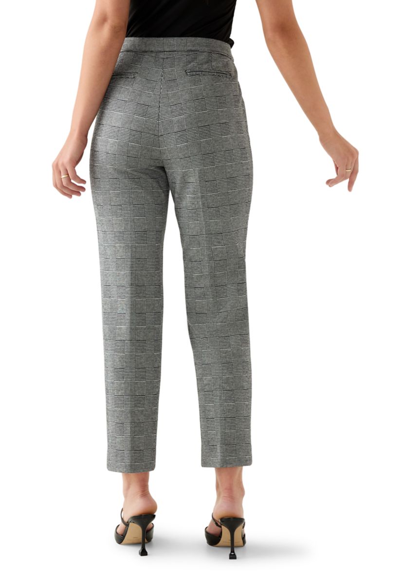 Petite Plaid Straight Ankle Pants