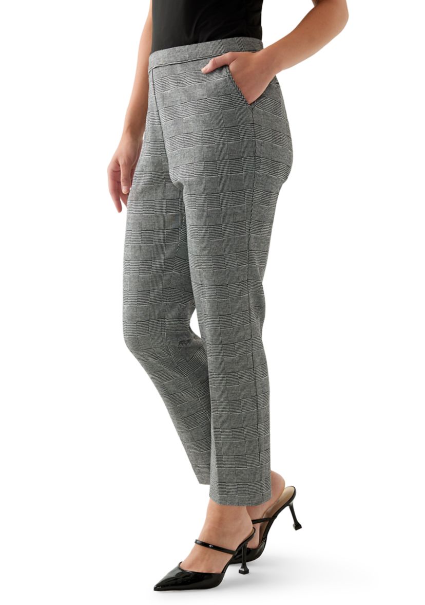 Petite Plaid Straight Ankle Pants
