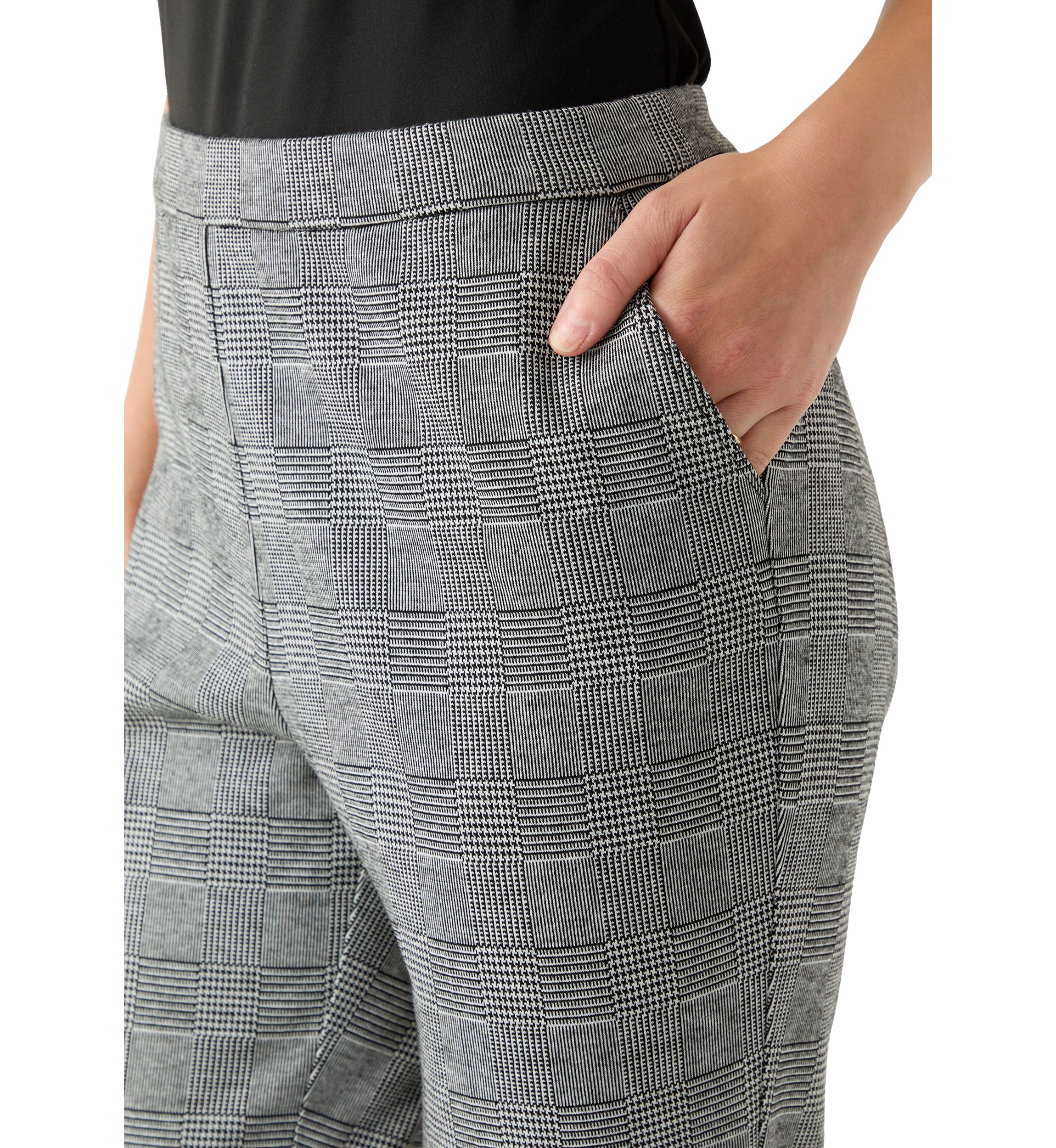 Petite Plaid Straight Ankle Pants