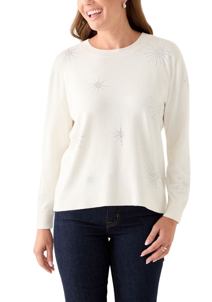 Petite Starburst Long Sleeve Sweater
