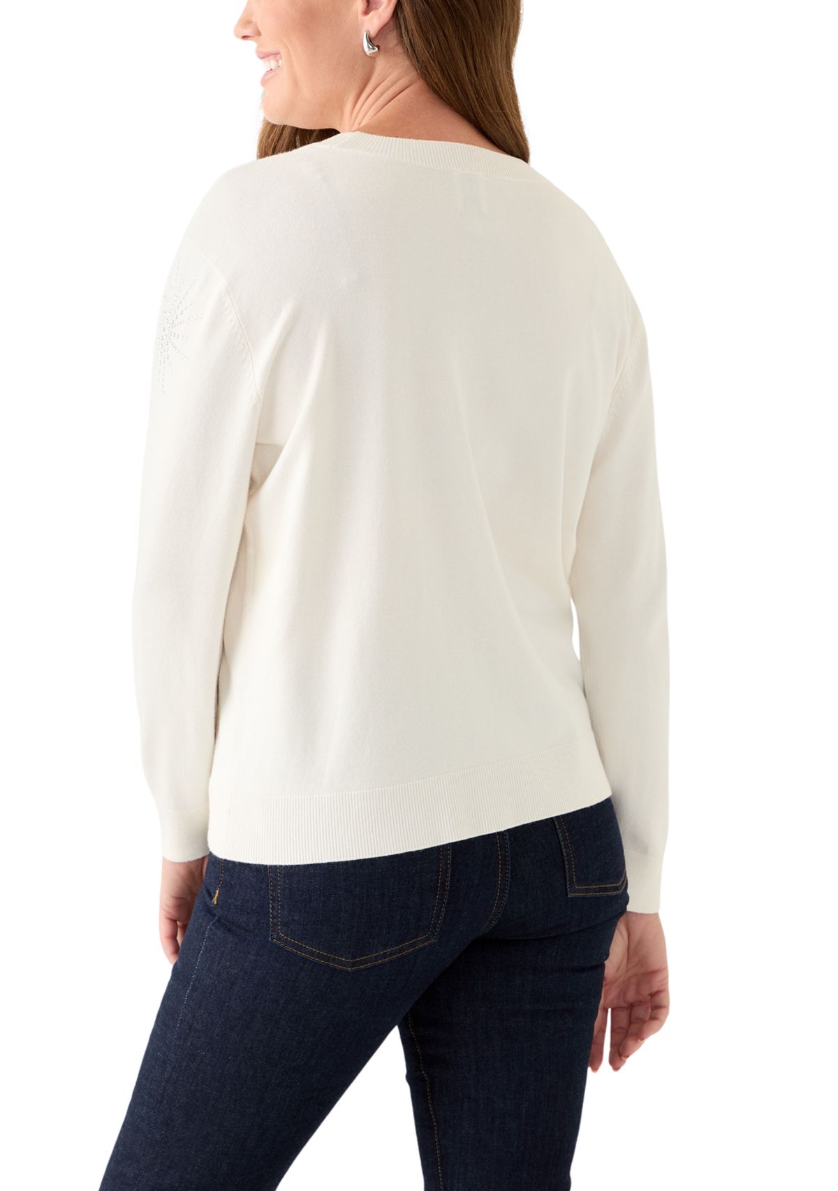 Petite Starburst Long Sleeve Sweater