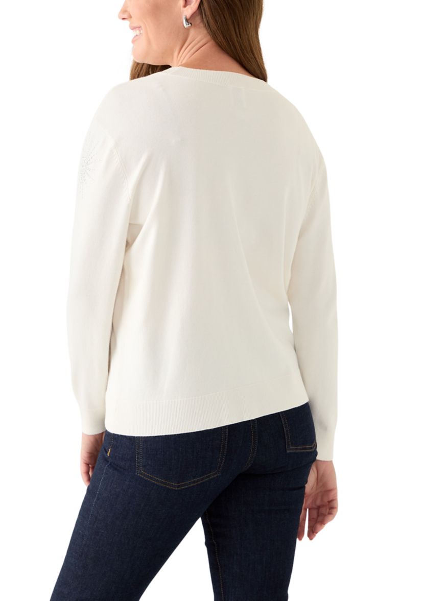 Petite Starburst Long Sleeve Sweater