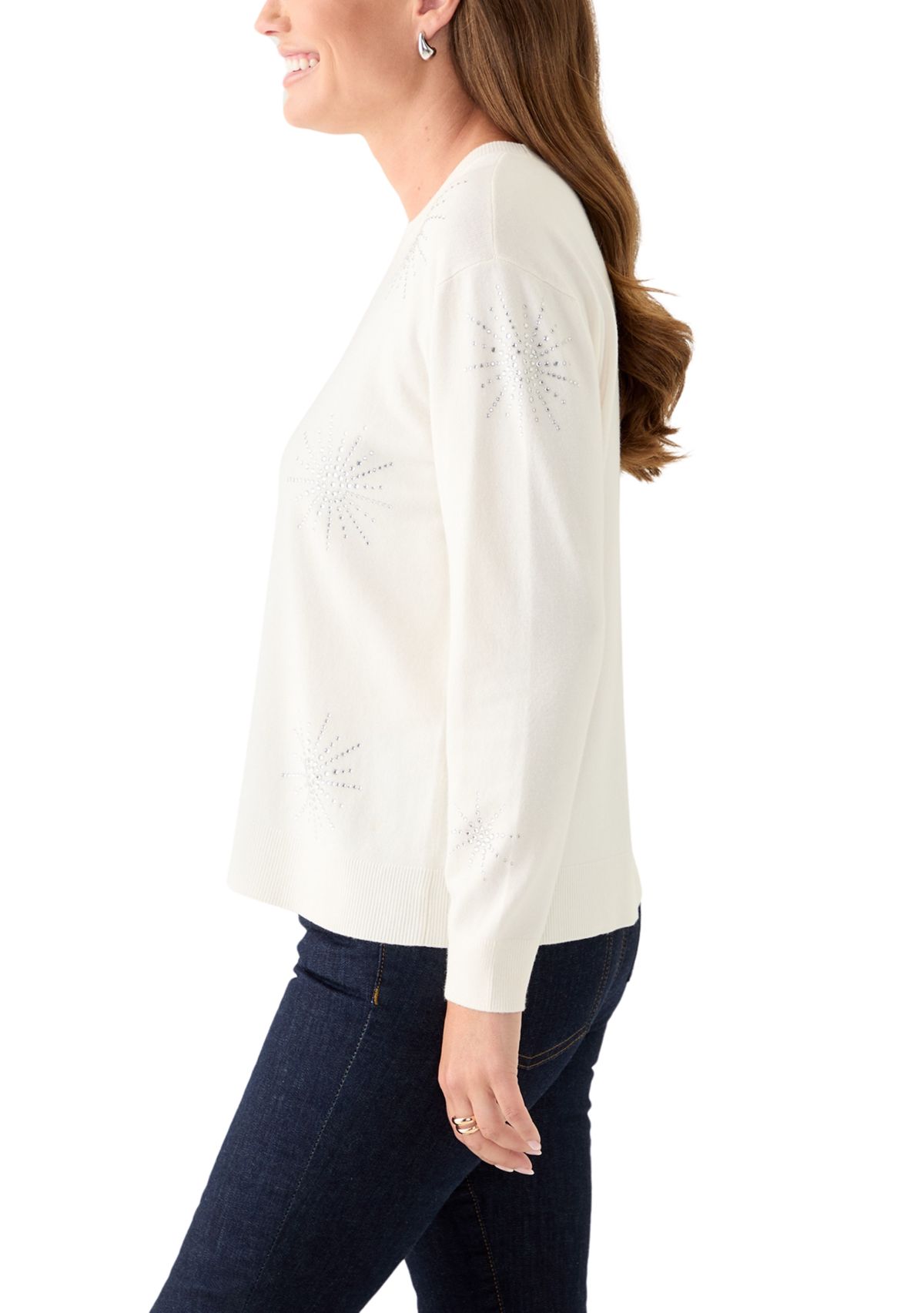 Petite Starburst Long Sleeve Sweater