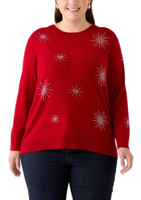 AK Anne Klein Women's Plus Size Long Sleeve Crew Neck Sweatshirt