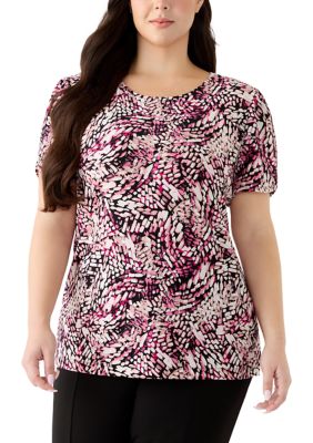 AK Anne Klein Women's Plus Size Tulip Sleeve Top
