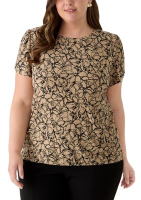 AK Anne Klein Women's Plus Size Tulip Sleeve Top