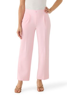 AK Anne Klein Women's Petite High Rise Faux Fly Pleated Trousers