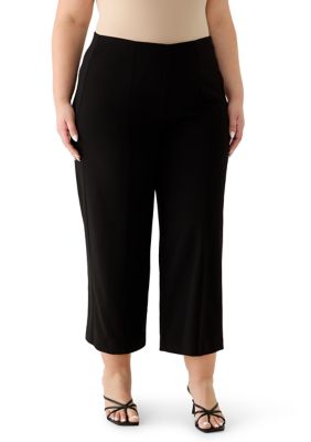 AK Anne Klein Women's Plus Size Cool Crepe Wide Leg Pants