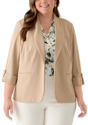 AK Anne Klein Women's Plus Size Kissing Front Jacket