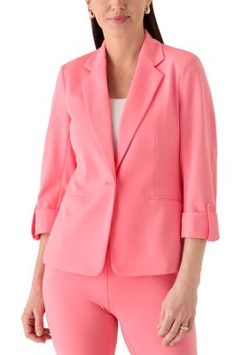 AK Anne Klein Women's Petite One Button Notch Collar Jacket