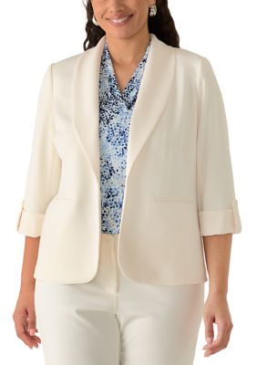 AK Anne Klein Women's Plus Size Cool Crepe Kissing Front Jacket