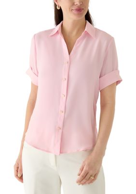 AK Anne Klein Women's Collared Button Down Shirt