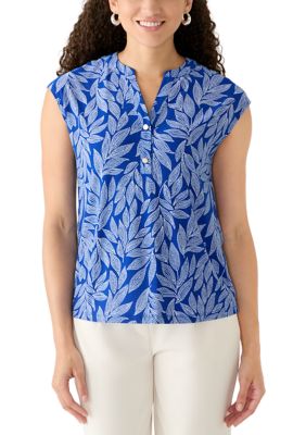 AK Anne Klein Women's Petite Sleeveless Button Front Top