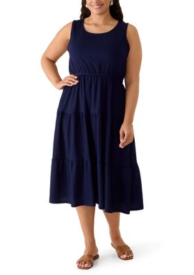 AK Anne Klein Women's Plus Size Sleeveless Knit Tiered Dress