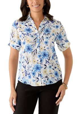 AK Anne Klein Women's Woven Camp Shirt