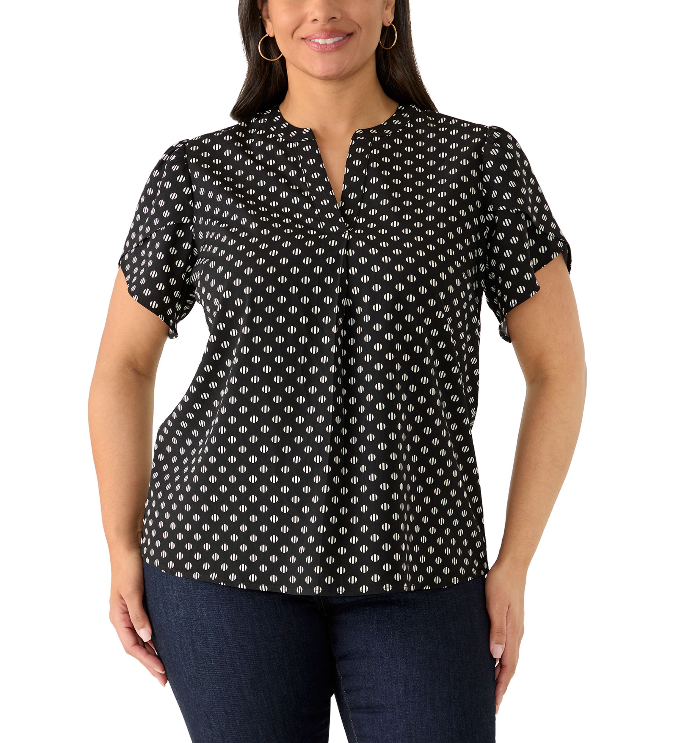 AK Anne Klein Plus Size Tulip Sleeve Woven Blouse | Belk